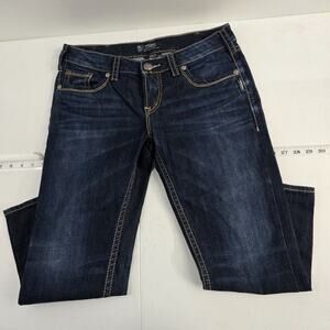 Silver Jeans Aiko Mid capri size 30x22 womens denim dark wash 6458